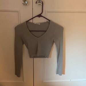 Timing Gray V-Neck Crop Top